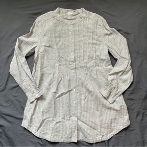 NEW Poetry light grey women’s hemp cotton button down blouse size medium 8